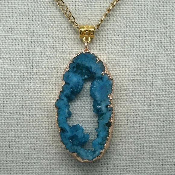 Necklace with blue natural quartz. - Picture 5 of 5